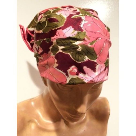 Vera Vintage Scarf Floral Pink Green Accessory - Picture 5 of 8